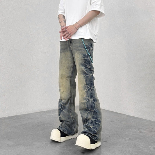 Straight Tube Micro Flared Casual Denim Pants for Men
