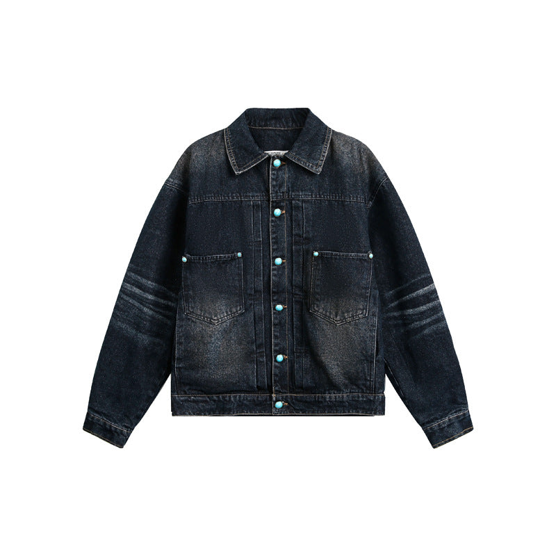 High Street Workwear Denim Jacket - Unisex Loose Fit American Retro Style