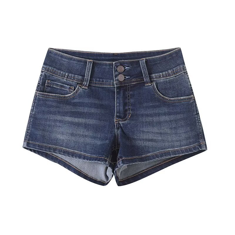 Low Waisted Straight Leg Denim Shorts for Women