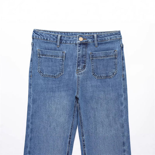 Casual Vintage Commuter Printed Jeans with Unique Design and Versatility