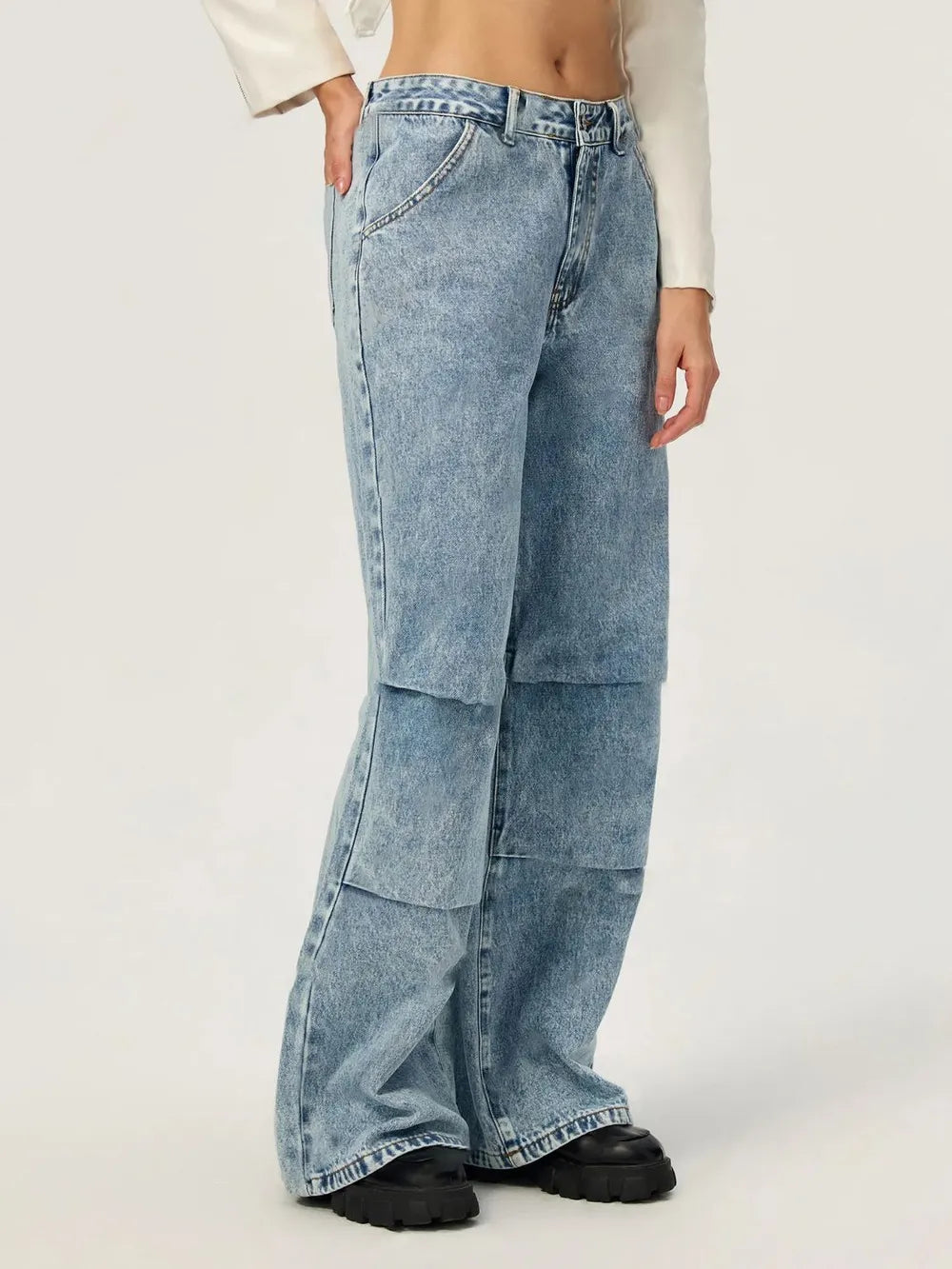 Premium Wide Leg Jeans with Pockets - Japanese Denim