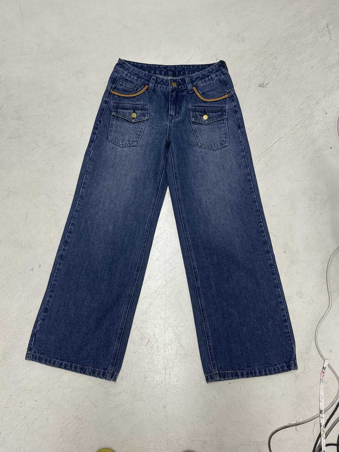 Streetwear Workwear Pocket High-Waisted Straight Leg Jeans
