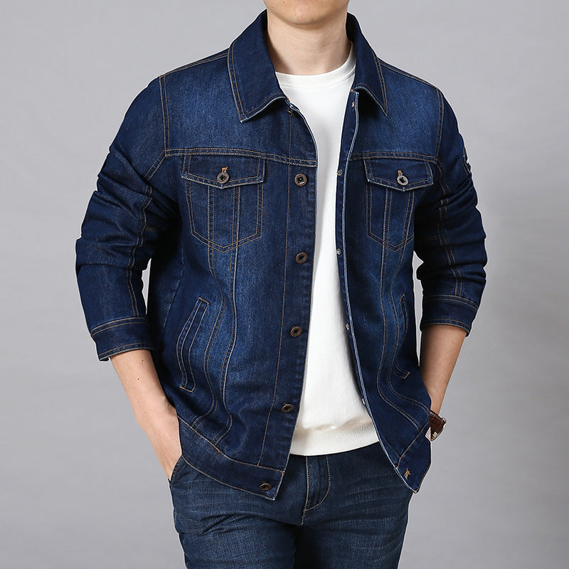 Casual Men's Denim Jacket with Fleece Lining - Thickened Winter Coat