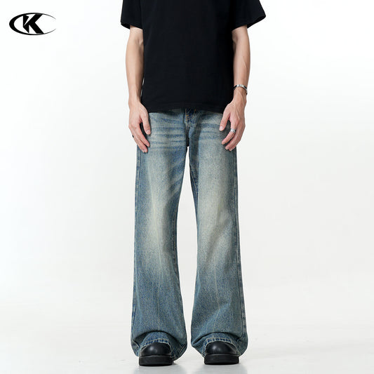 Flared Denim Pants Cleanfit - Simple Loose Slim Fit Casual Long Trousers for Men and Women