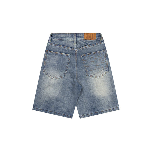 Deconstruct Denim Shorts with Vintage Lines