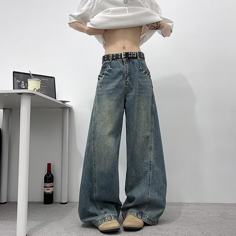 Vintage Denim Loose Fit Slimming Casual Wide Leg Pants