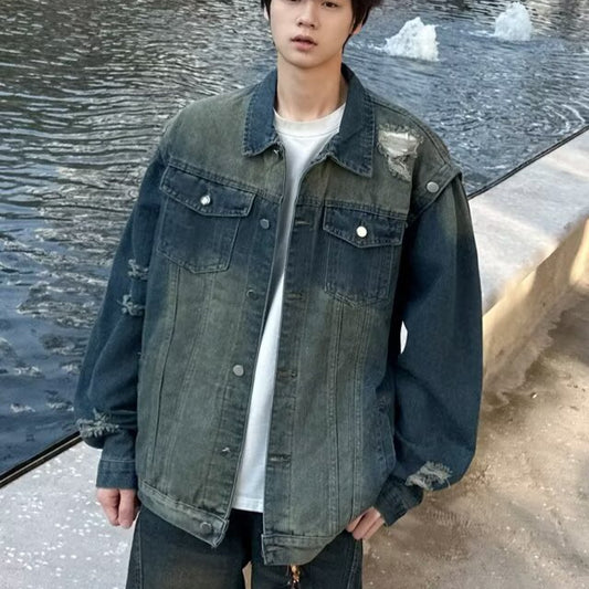 Premium Water Washed Distressed Denim Jacket for Men