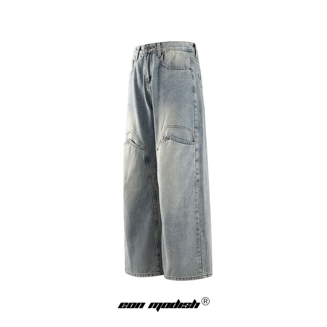 Retro Simple Loose Washed Design Jeans