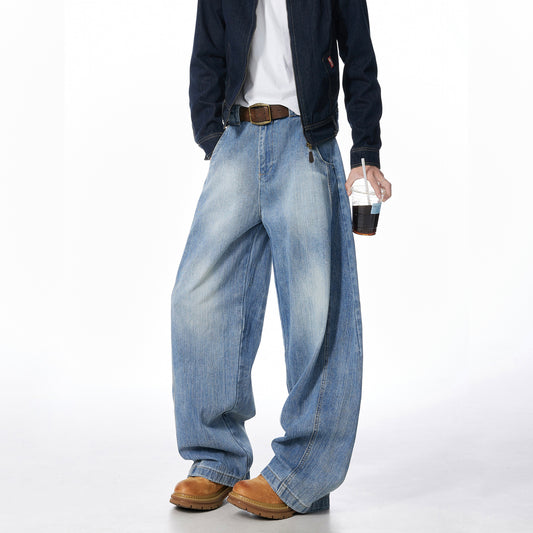 Bamboo Pattern Curved Knife Wide Leg Jeans