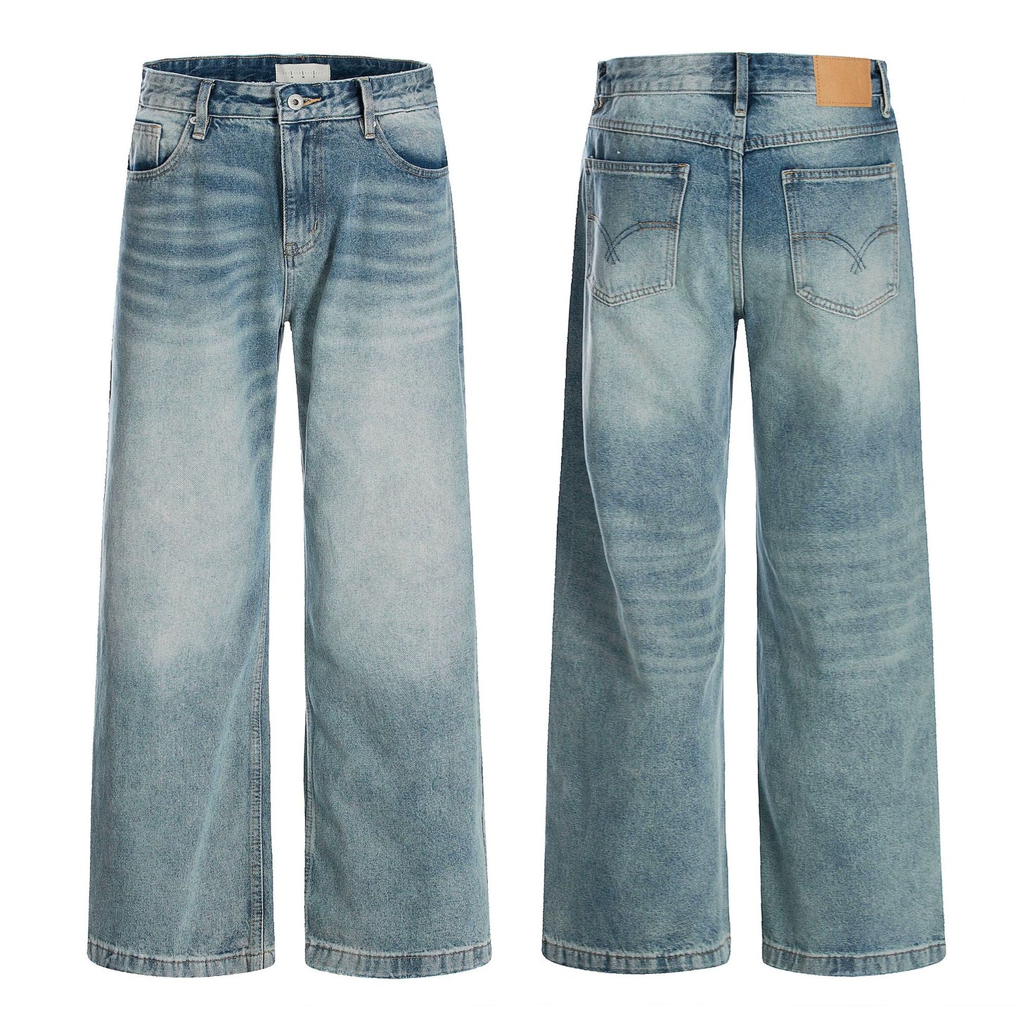 Premium Blue Straight Jeans for Men and Women - Loose Fit Cleanfit Slimming Long Pants