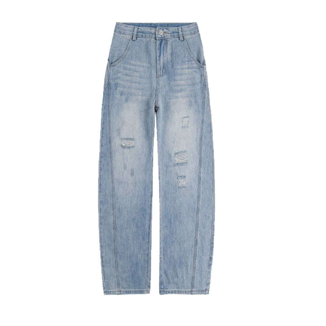 Distressed Slash Jeans for Women - Summer Loose Fit Straight Leg Wide Leg Pants