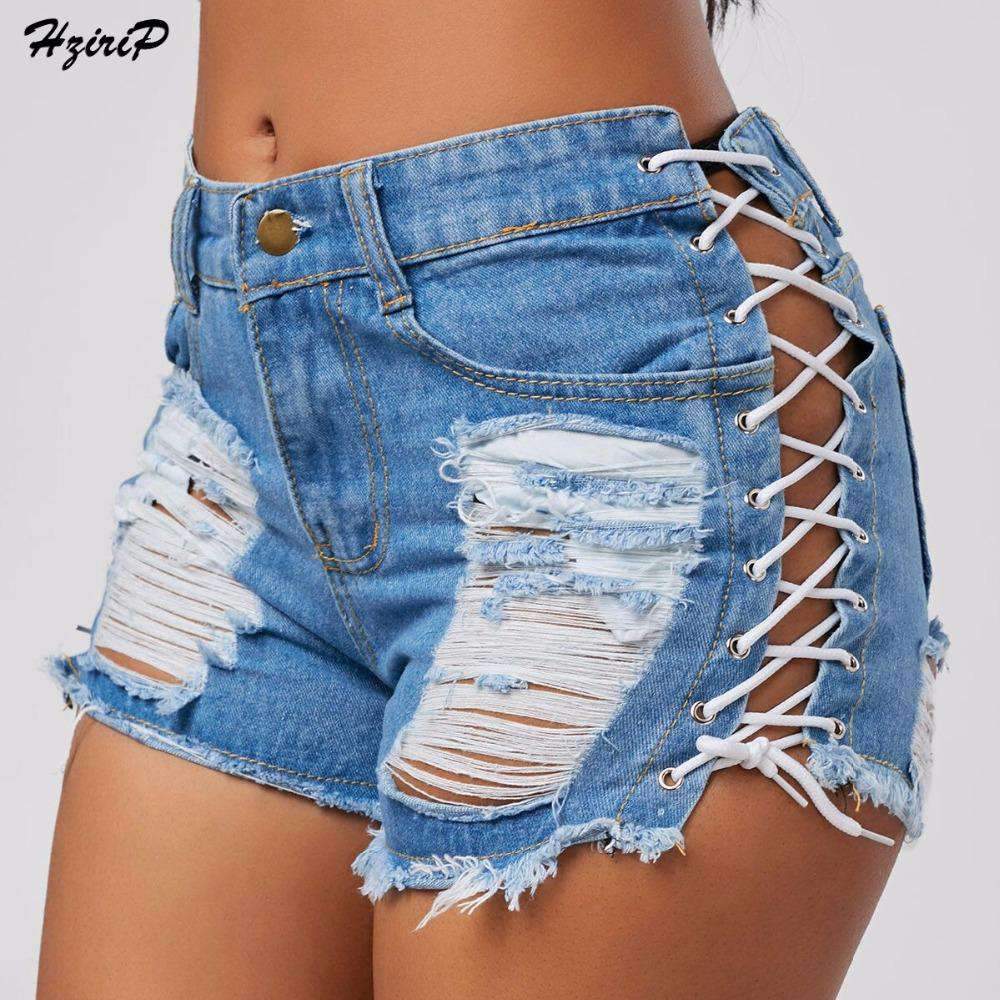 High Waist Ripped Denim Shorts for Women