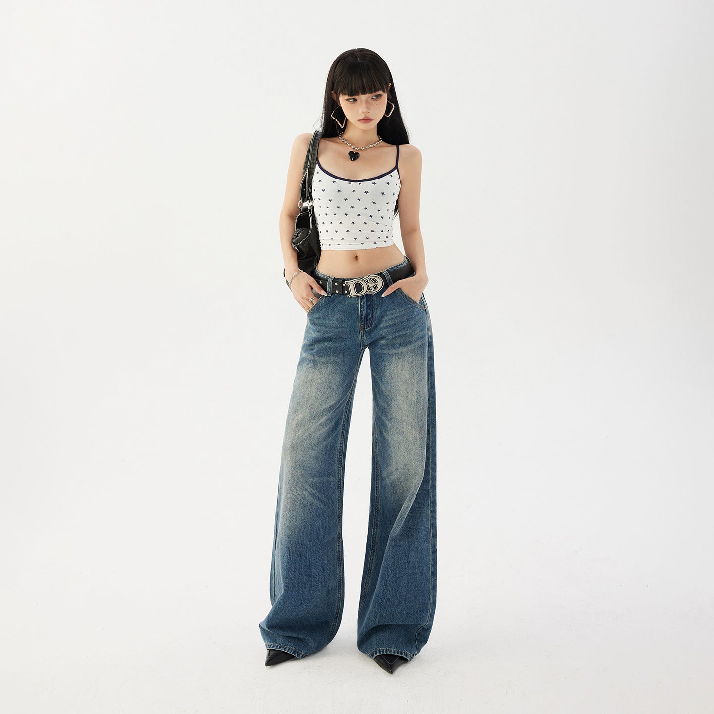 Low Waist High Rise Loose Denim Pants for Women - Slimming Flare Trousers