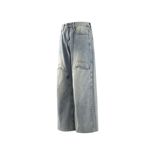 Retro Simple Loose Washed Design Jeans