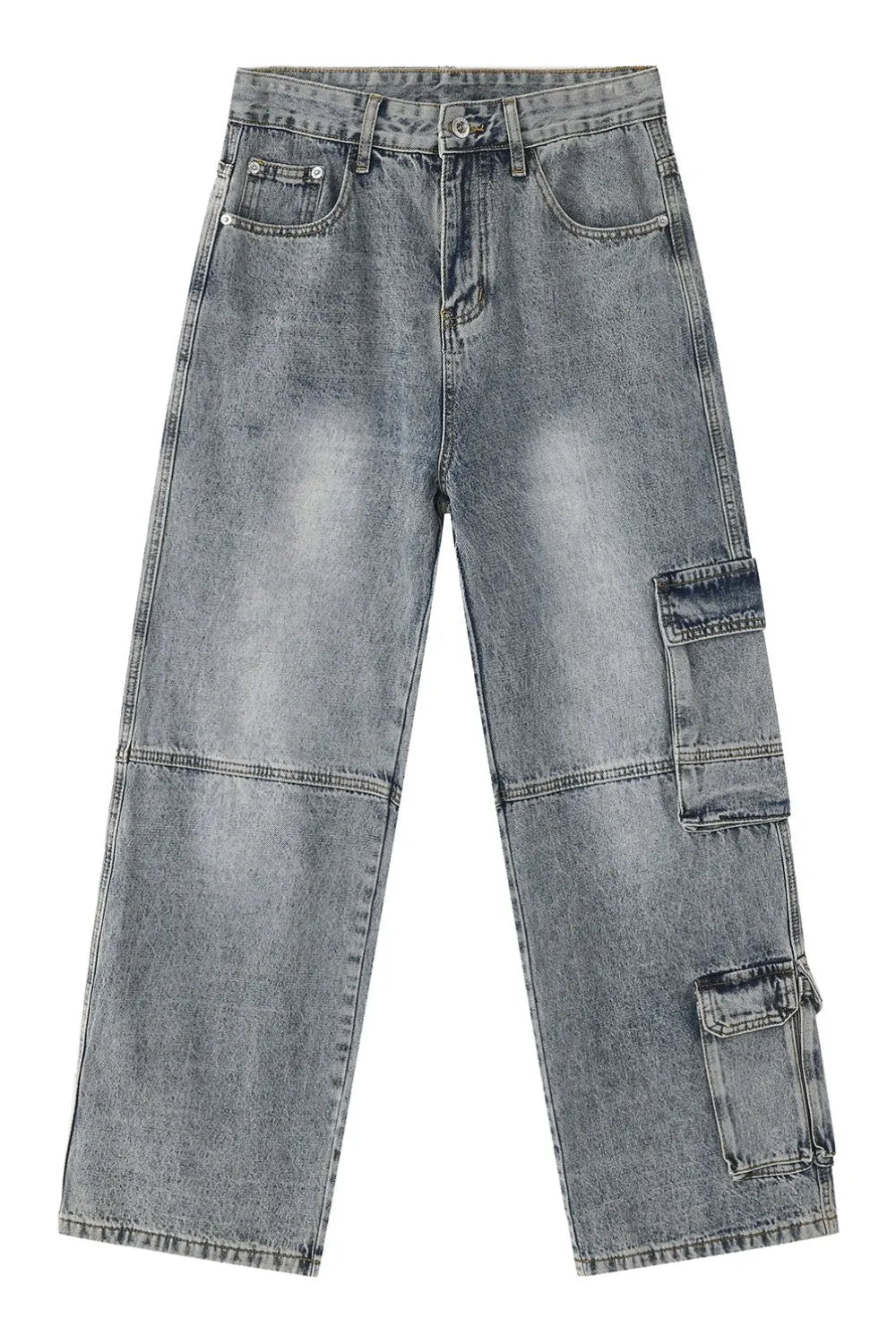 Premium Wide Leg Jeans with Cargo Pockets