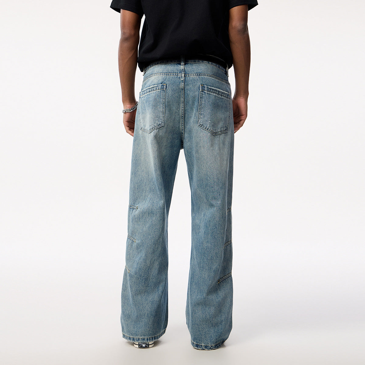 Irregular Three-Dimensional Straight Tube Workwear Denim Pants for Men