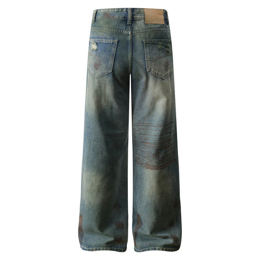Men's Cool and Handsome Vintage Washed Wide Leg Beggars Trousers