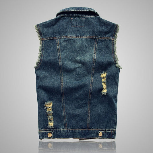 Men's Slim Fit Sleeveless Denim Vest - Korean Style Casual Summer Jean Waistcoat