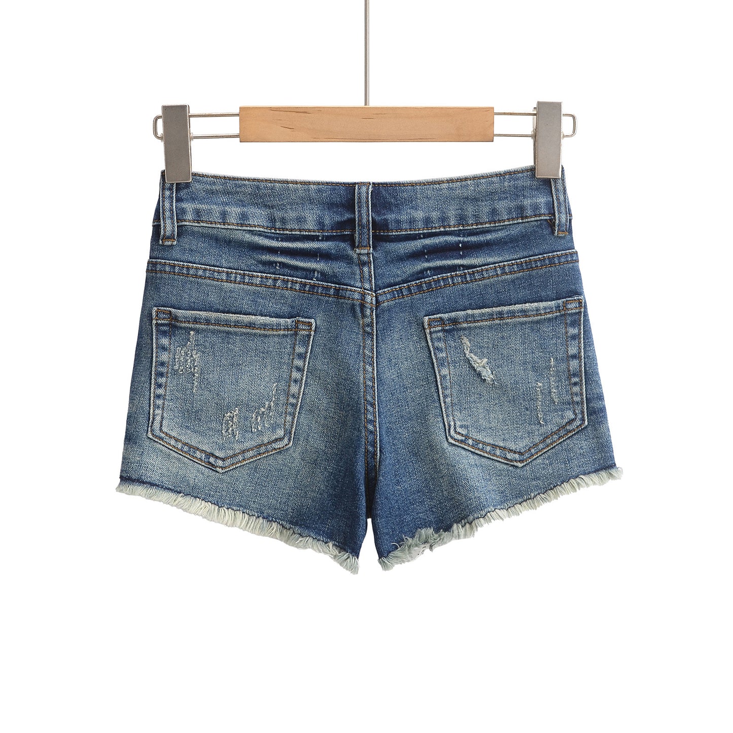 High-Waisted Distressed Denim Shorts - Premium Japanese Craftsmanship
