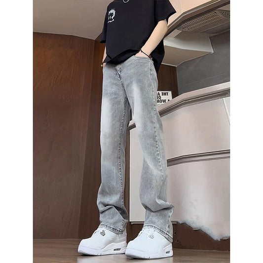 Cement Smoke Grey Elastic Jeans for Men
