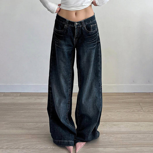 Retro Washed Loose and Slimming Straight Leg Wide Leg Casual Pants