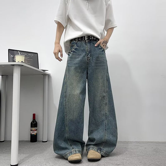 Vintage Denim Loose Fit Slimming Casual Wide Leg Pants