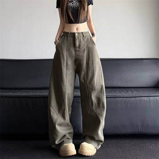 Retro Silhouette Design Curved Knife Jeans