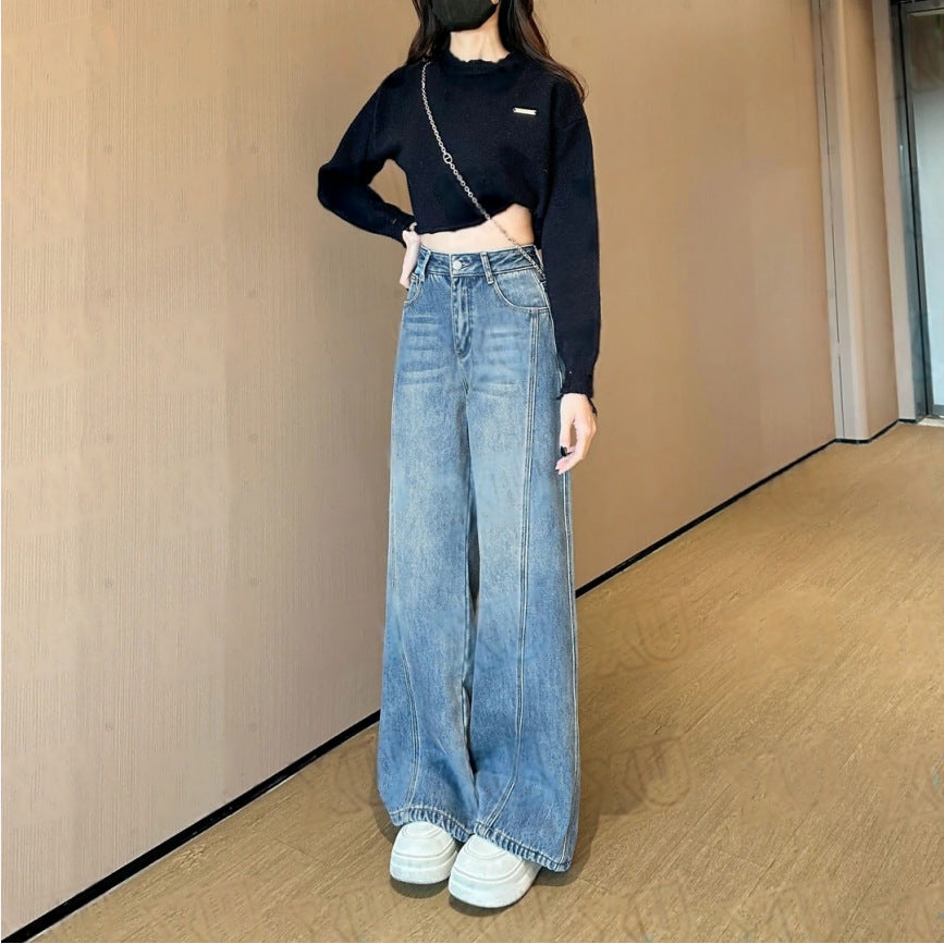 Wide-Leg Jeans for Women – High Waist, Flared, Slimming Blue Design