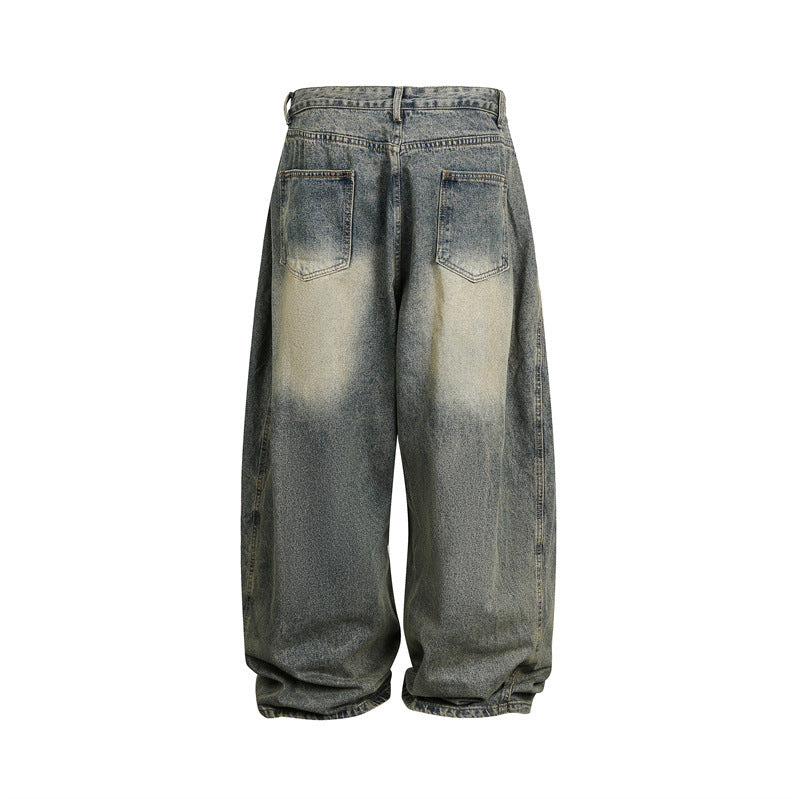 Washed Distressed Unisex Wide Leg Jeans - Premium Denim