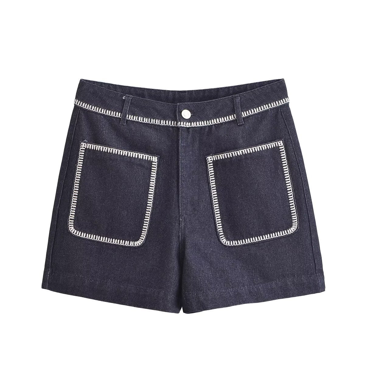 Premium Women's Summer Denim Shorts - Dark Blue