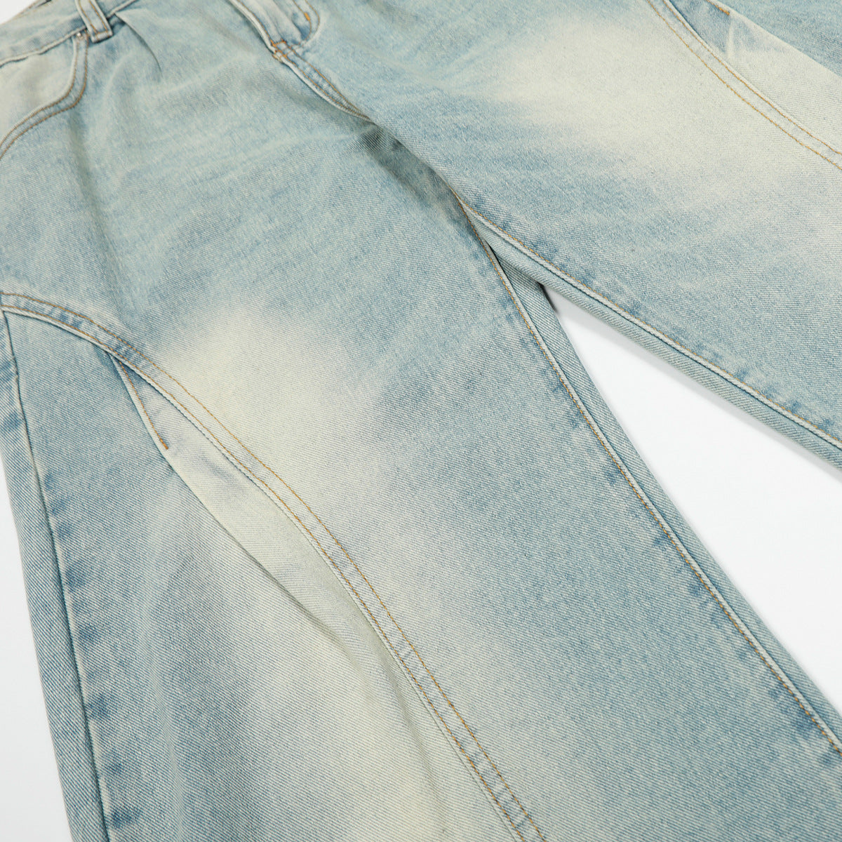 Curved Knife Retro Washed Cowboy Cleanfit Wide Leg Pants