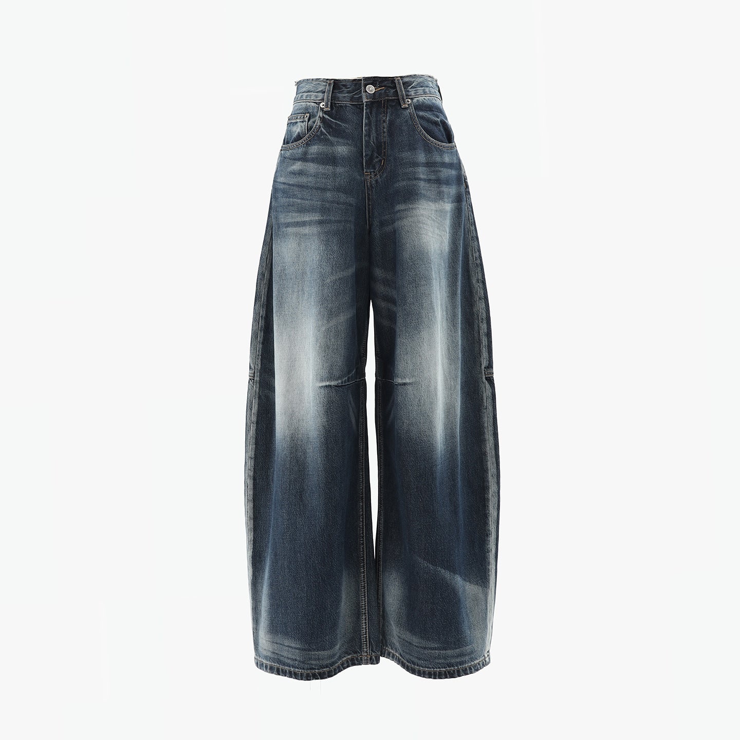 Women's Wide-Leg Jeans - Washed Blue Pear-Shaped Slant Pants