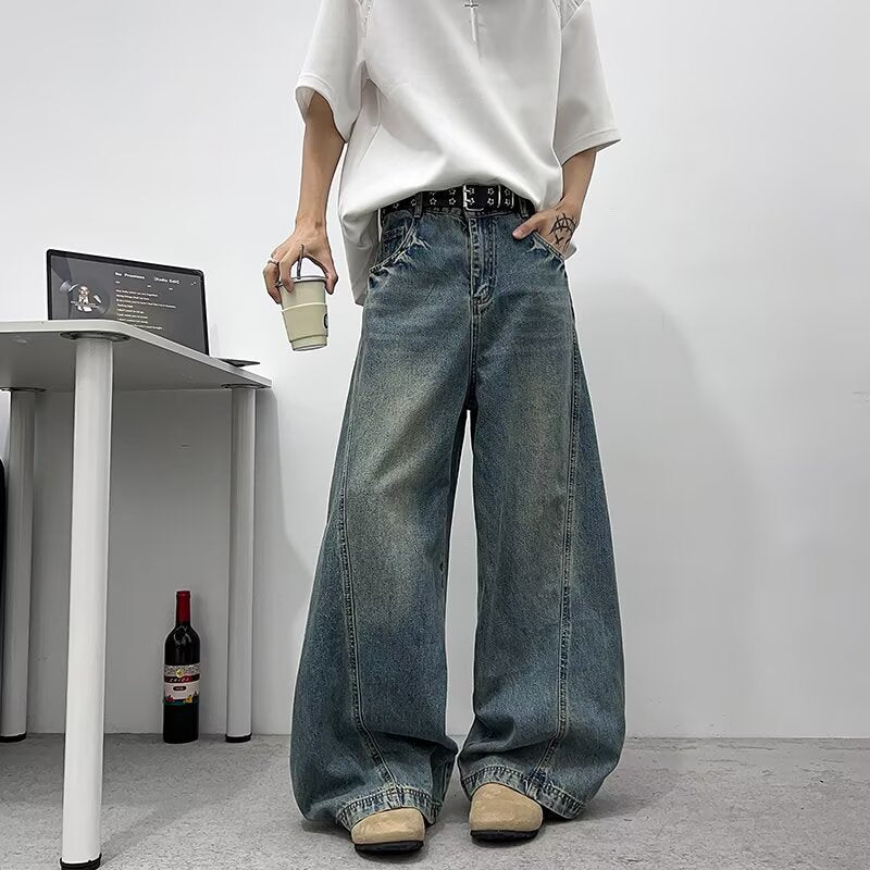 Vintage Denim Loose Fit Slimming Casual Wide Leg Pants