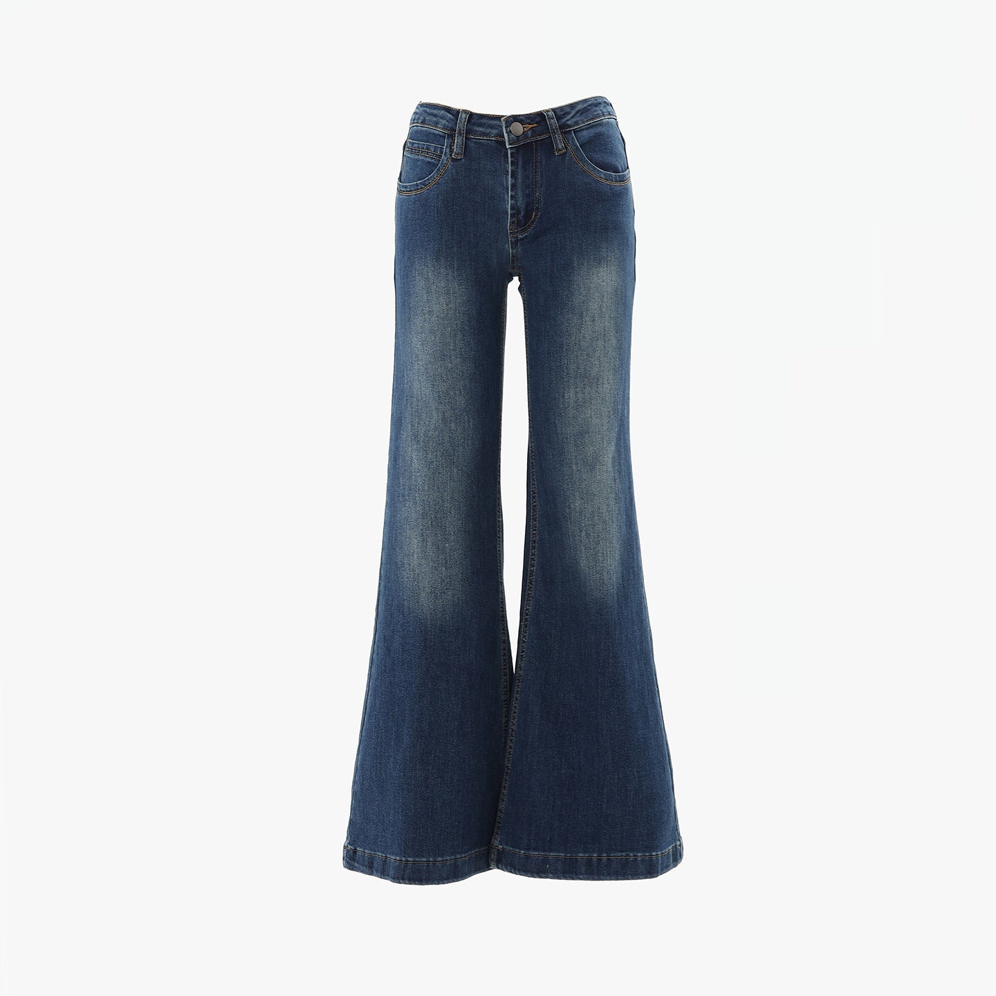 Blue Low-Waist Flared Jeans for Women - Casual Versatile Hanging Flared Pants