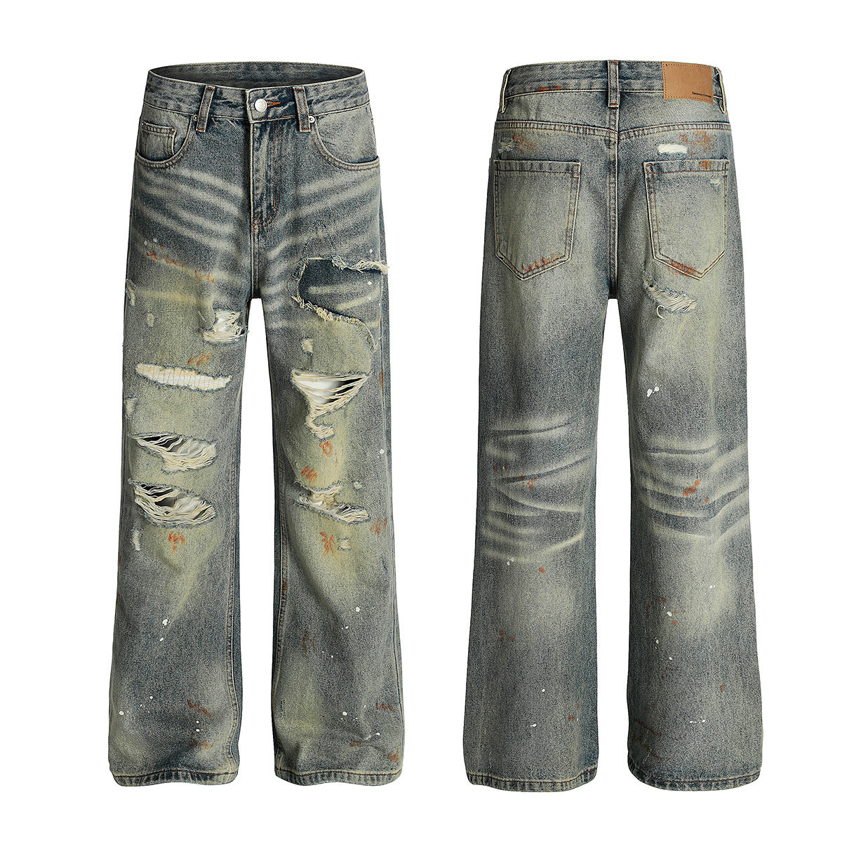 Personalized Long Denim Straight Leg Pants for Men