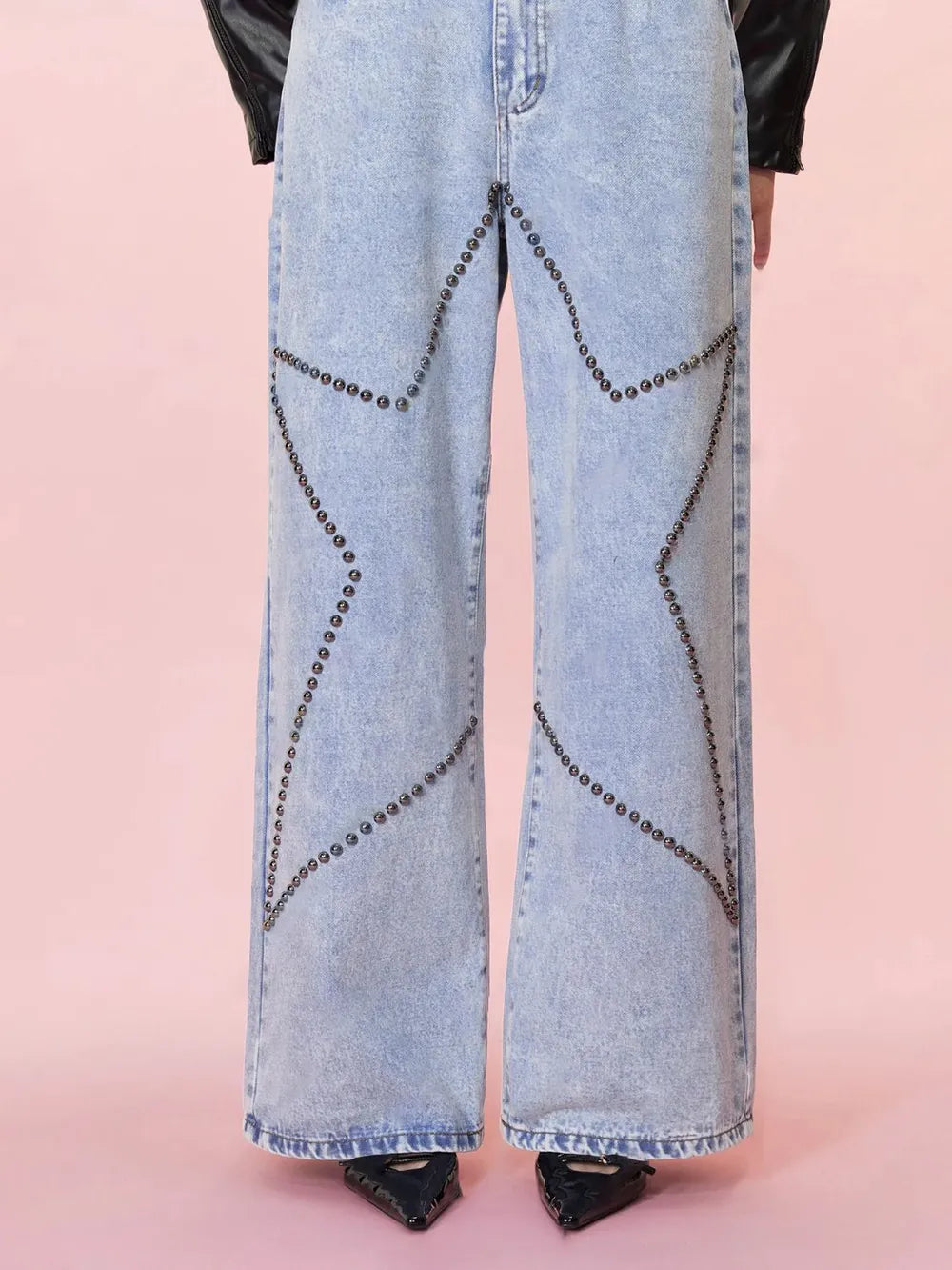 Loose Retro Nail Bead Jeans and Pants