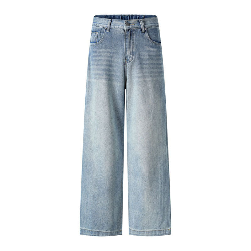 Washed Straight High Waist Oversize Jeans - Unisex Casual Trousers