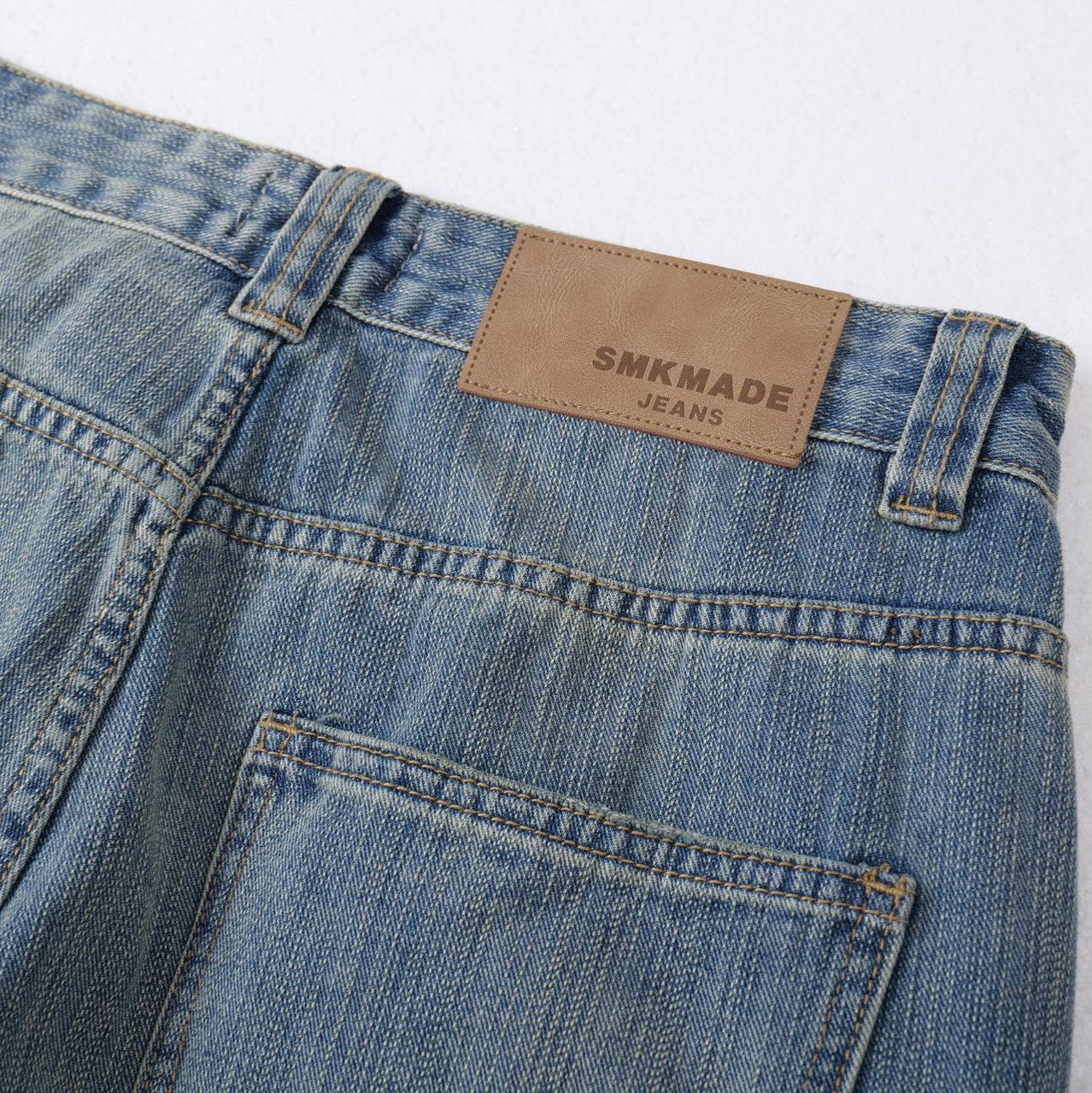 Street Style High-Street Unique Design Slub Denim Long Pants