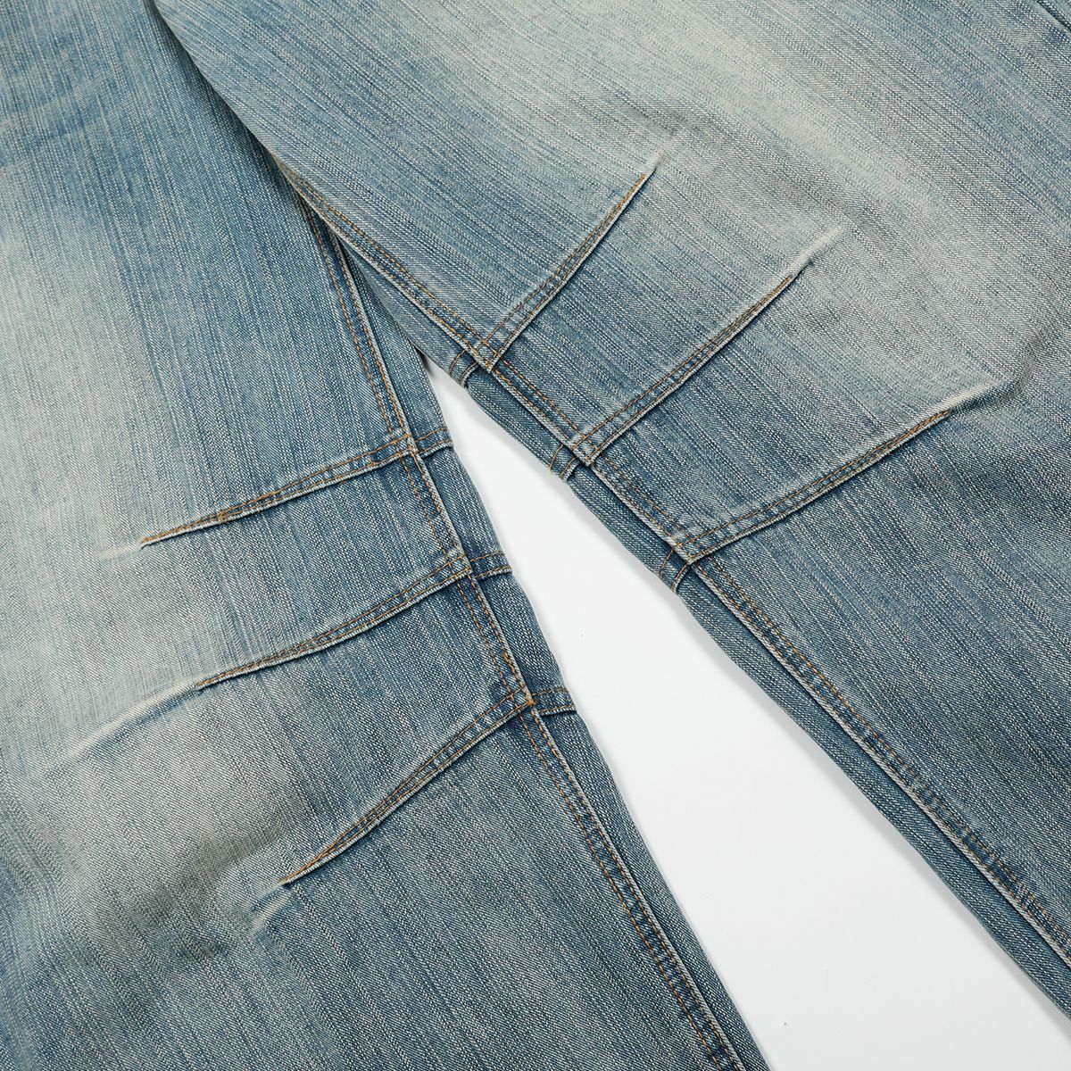 Curved Knife Retro Washed Cowboy Wide Leg Long Pants for Men and Women