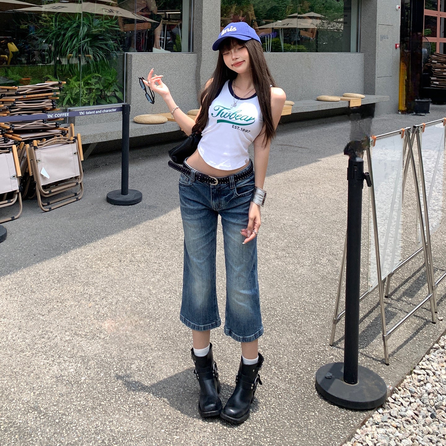 Women's Low-Waist Flare Capri Pants - Slimming Versatile Denim Trousers