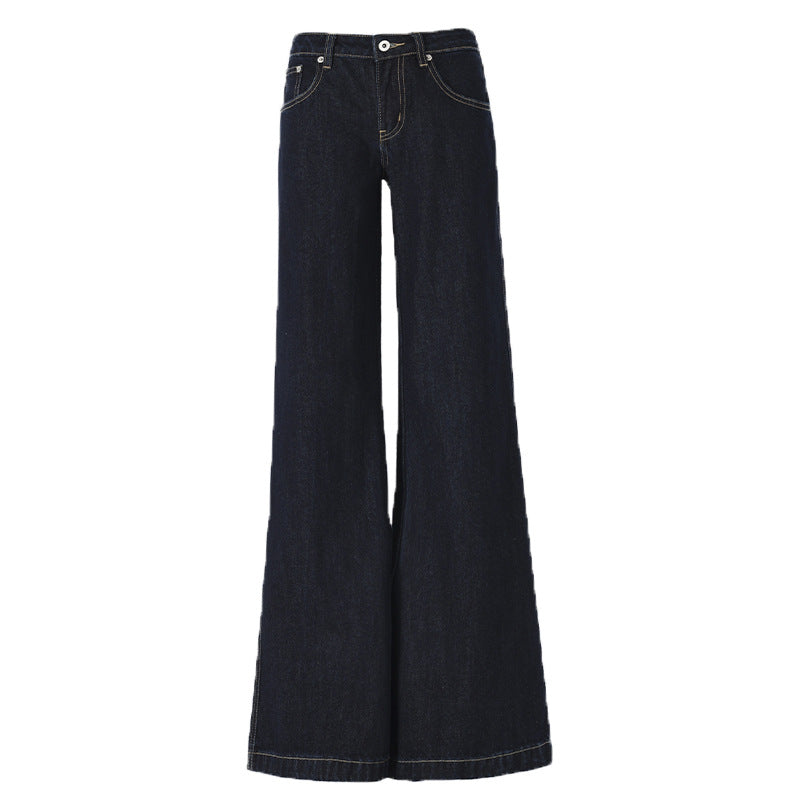 Women's Wide-Leg Denim Pants - Spicy Low-Waist Loose Straight Floor-Length Trousers