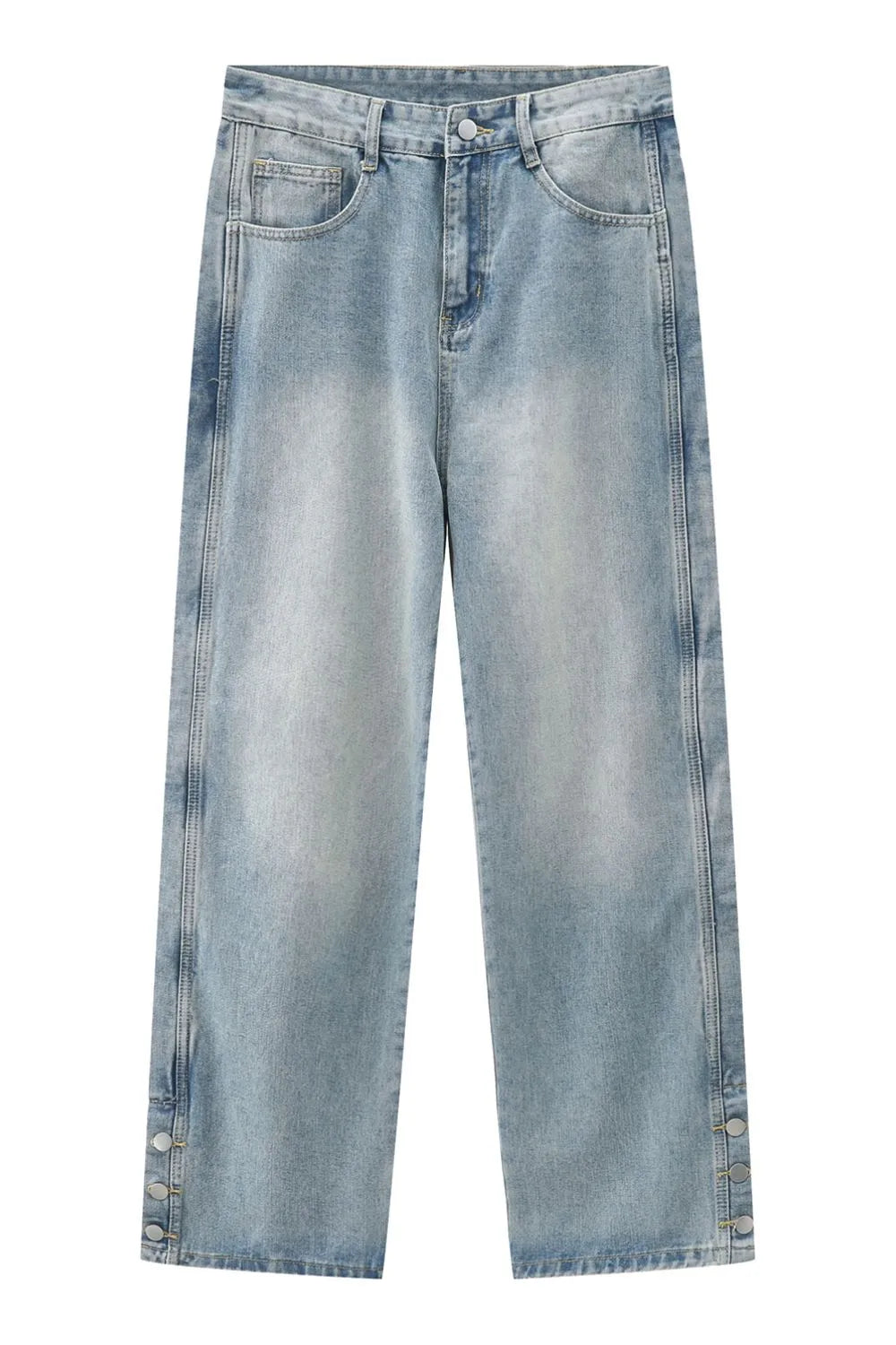 Side Slit Baggy Jeans with Pockets