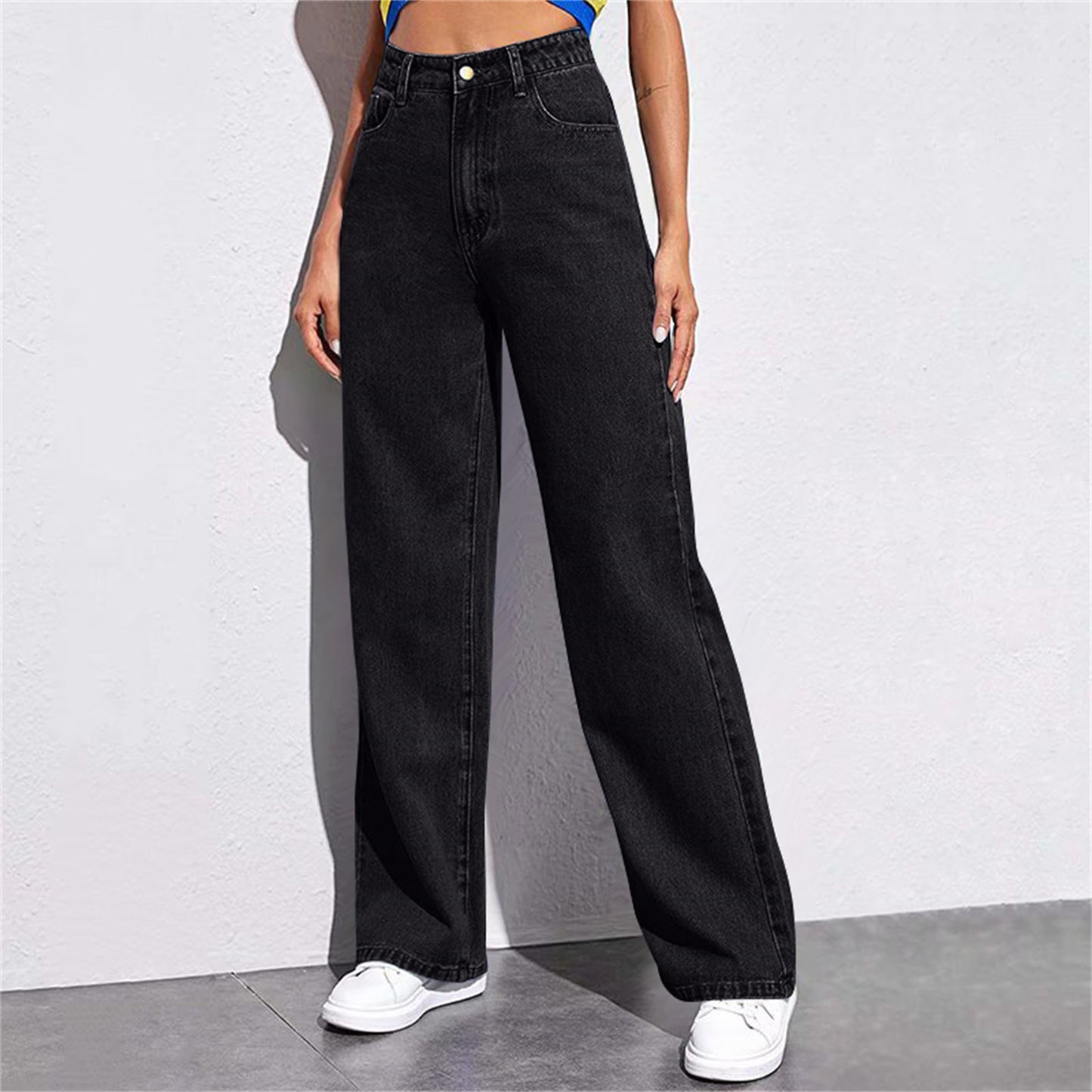 Women's High Waisted Wide Leg Jeans - Loose Straight Leg Pants