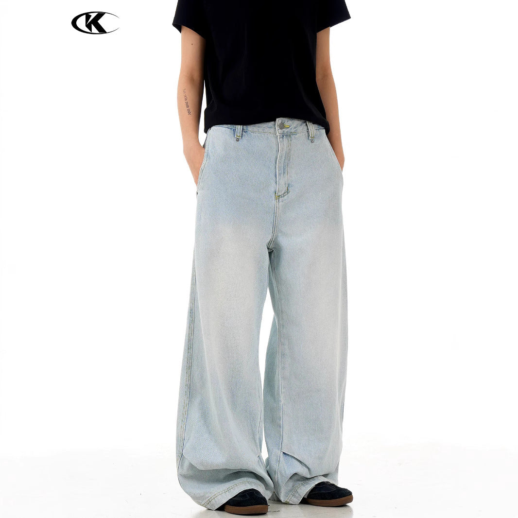 Loose Pleated Slimming Straight-Leg Casual Wide-Leg Long Pants