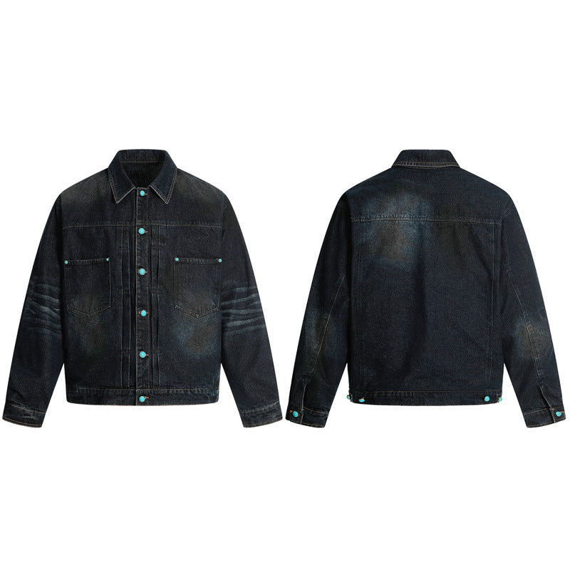 High Street Workwear Denim Jacket - Unisex Loose Fit American Retro Style