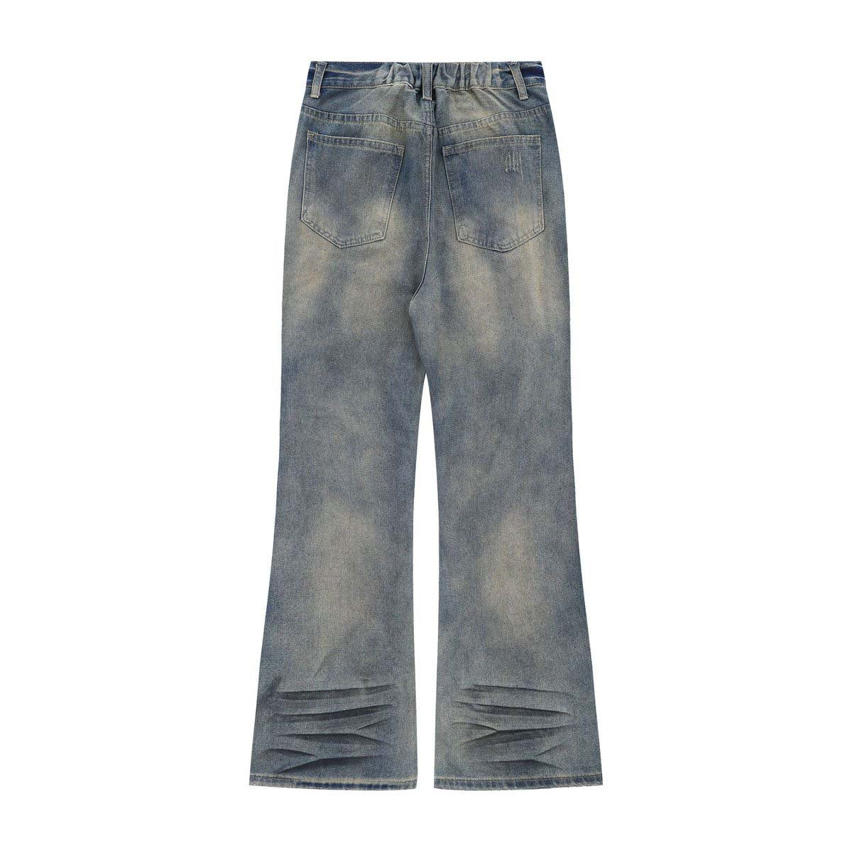 Retro Washed Faded Flared Denim Pants - Unisex Loose Wide Leg Trousers