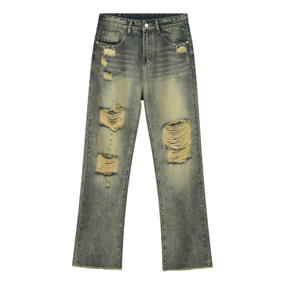 Distressed Mid Rise Jeans with Pockets