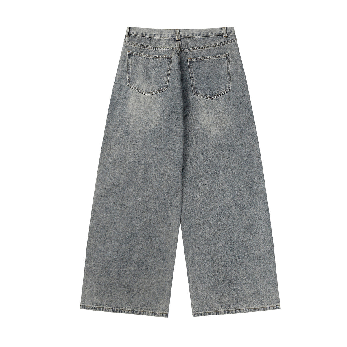 Washed Cross Patch Denim Loose Wide Leg Pants