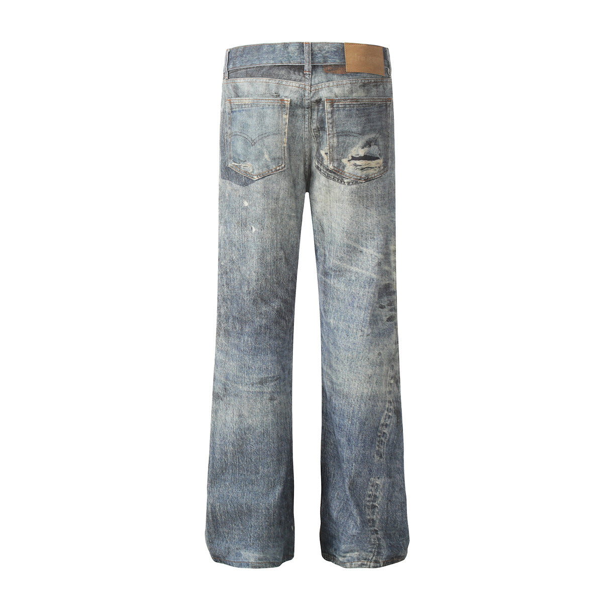 Distressed Denim Pants - Straight Fit Long Trousers