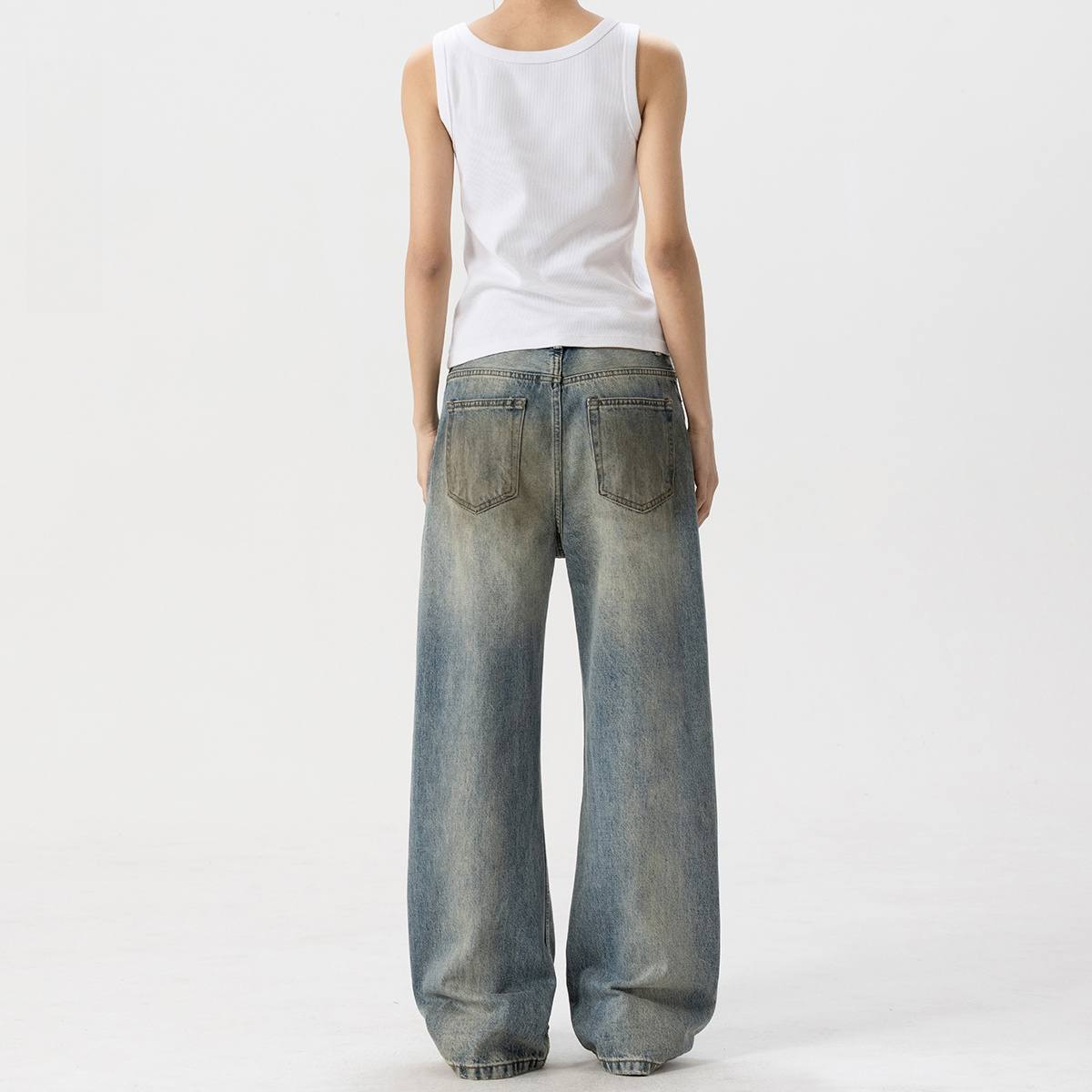 Ripped Denim Dirty Dyed Vintage Distressed Pants